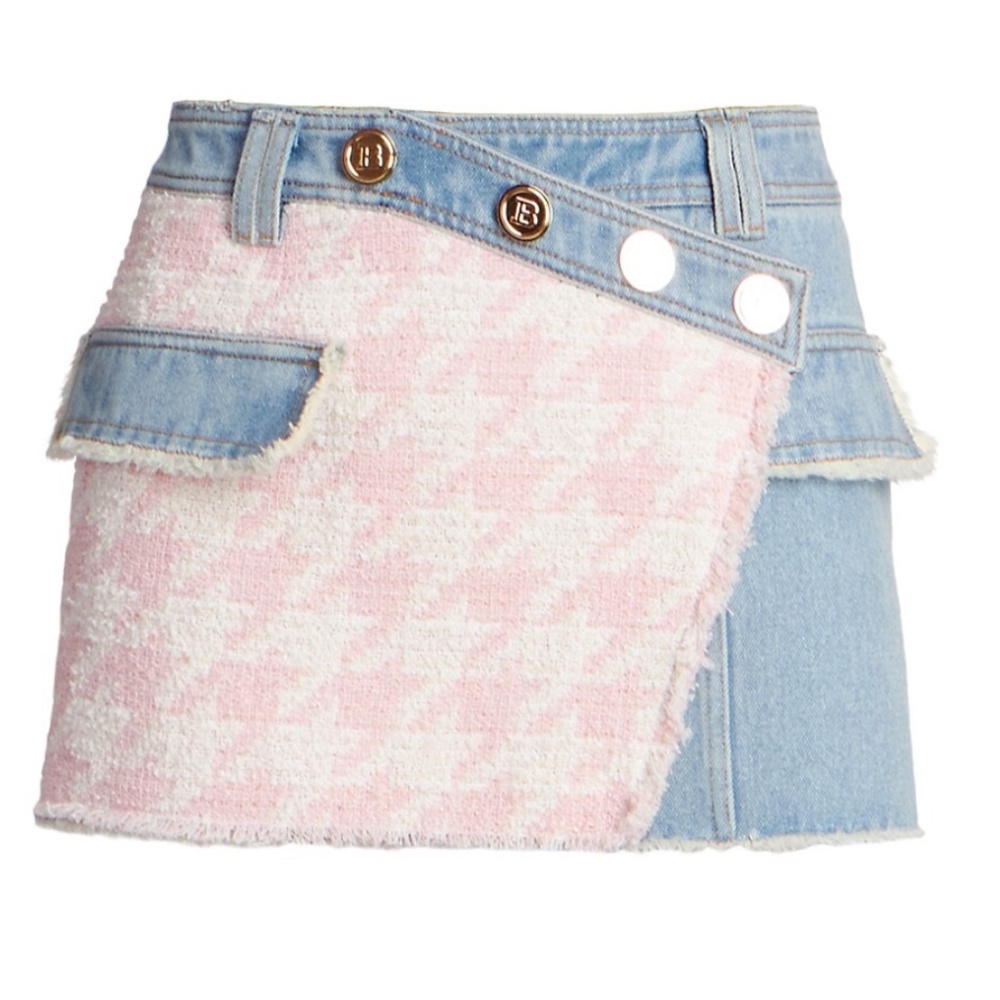 NWT Balmain Denim and Tweed Skirt